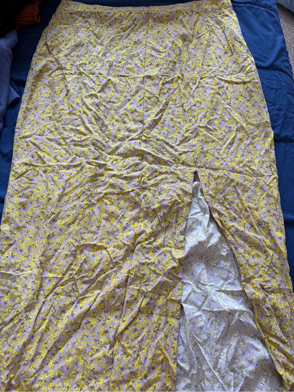 Yellow Floral Maxi Skirt with Front Split - Women's